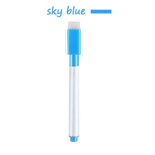 Magnetische Whiteboard Marker Pen White Board Droog Vegen Fijne Penpunt Pen Met Gum Rubber Magnetische Markers Borstel Koelkast Magneten: Sky blue inks
