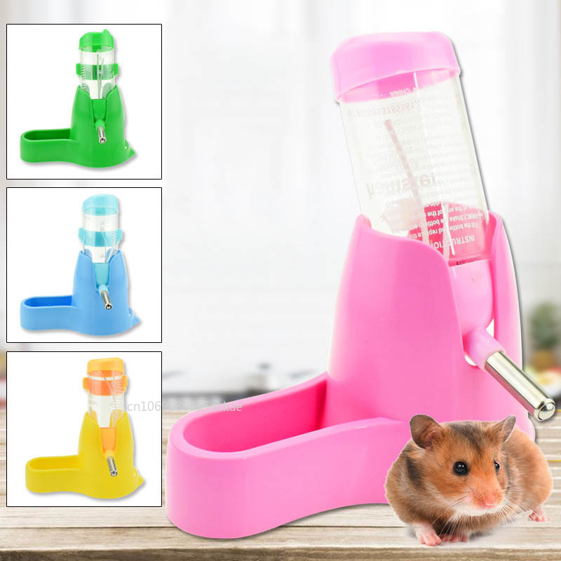 Botella de agua bebedero para hámster con soporte para animales pequeños, botellas de plástico para beber, botellas de agua, fuente de tubo con cabezal para beber
