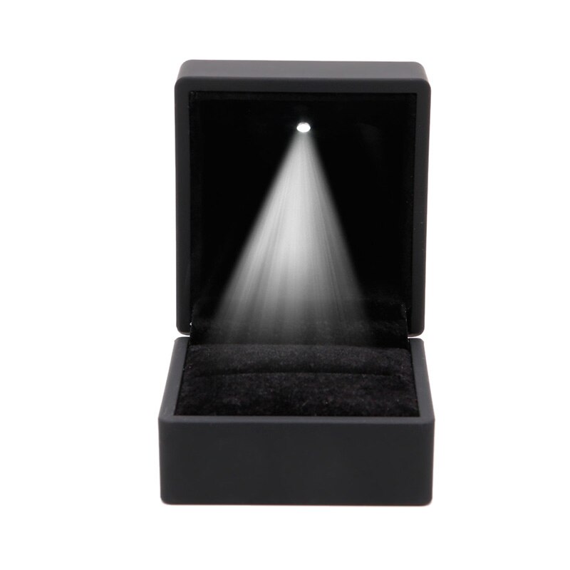 Caja de para pendientes con luz LED, joyería de compromiso para boda: BK