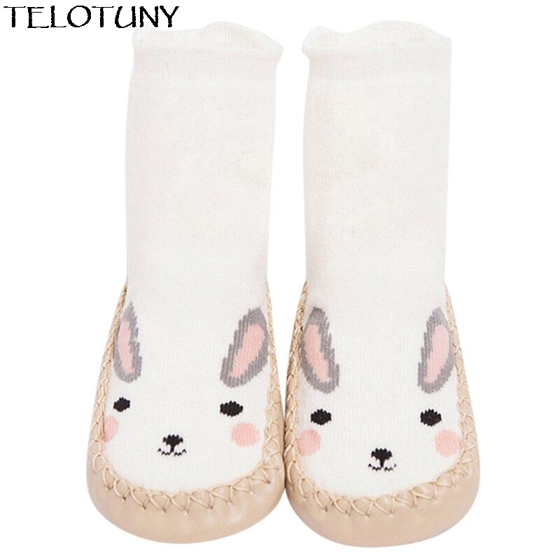 TELOTUNY freundlicher Kleinkind Baby Mädchen Jungen Karikatur Ebene Dicke Warme Anti-Unterhose Socken Hausschuhe ZY20: WH / 24M