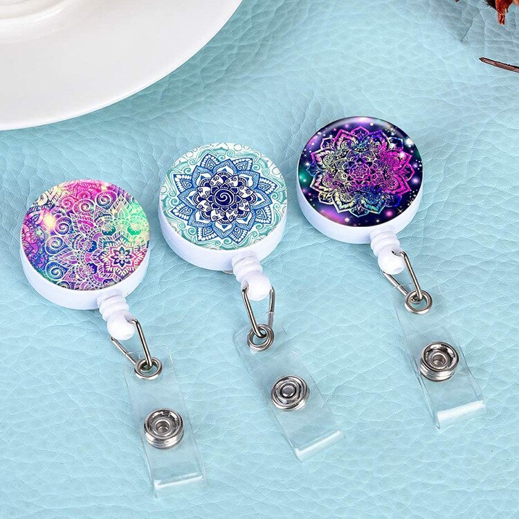 1 stykke top genoprettelig sygeplejerske badge holder blomster studerende id-kort navneskilt holder klip nøgleringe
