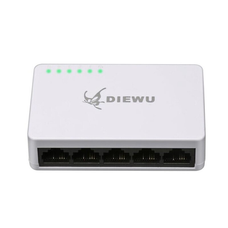 Diewu 5 porte hurtig ethernet  rj45 10/100 mbps netværks switch switcher hub desktop laptop, bærbar rejse lan hub power ved mikro-