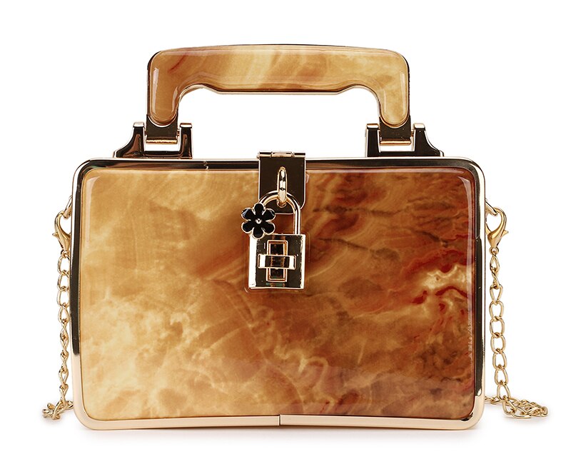 Luxury Marble Striped Box Pu Women Party Handbag Shoulder Bag Crossbody Bag Ladies Purse Bag Chian Purse Totes