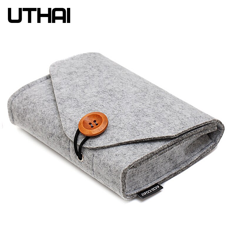 UTHAI T29 Portable 2.5&#39;HDD Case Storage Bag For Macbook Charger Mouse Mobile Power Bank Earphone Digital Accessories Protect Bag: T29-Silver