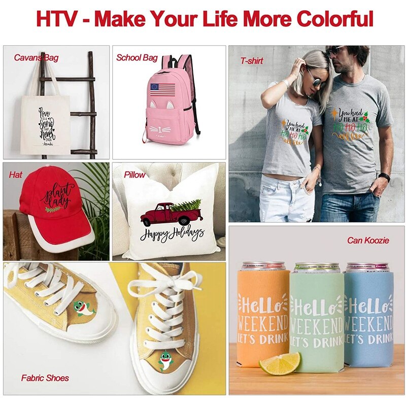 HTV Thermal Transfer Vinyl Package: 34 Packs 30.48 cm x 25.4 cm Sheets, DIY Ironing Fabric, T-Shirt Press