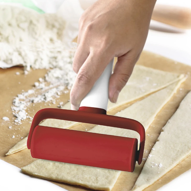 Rodillo de plástico ecológico para repostería, rodillo de masa con rueda de desplazamiento creativa, herramienta para hornear, accesorios de cocina prácticos