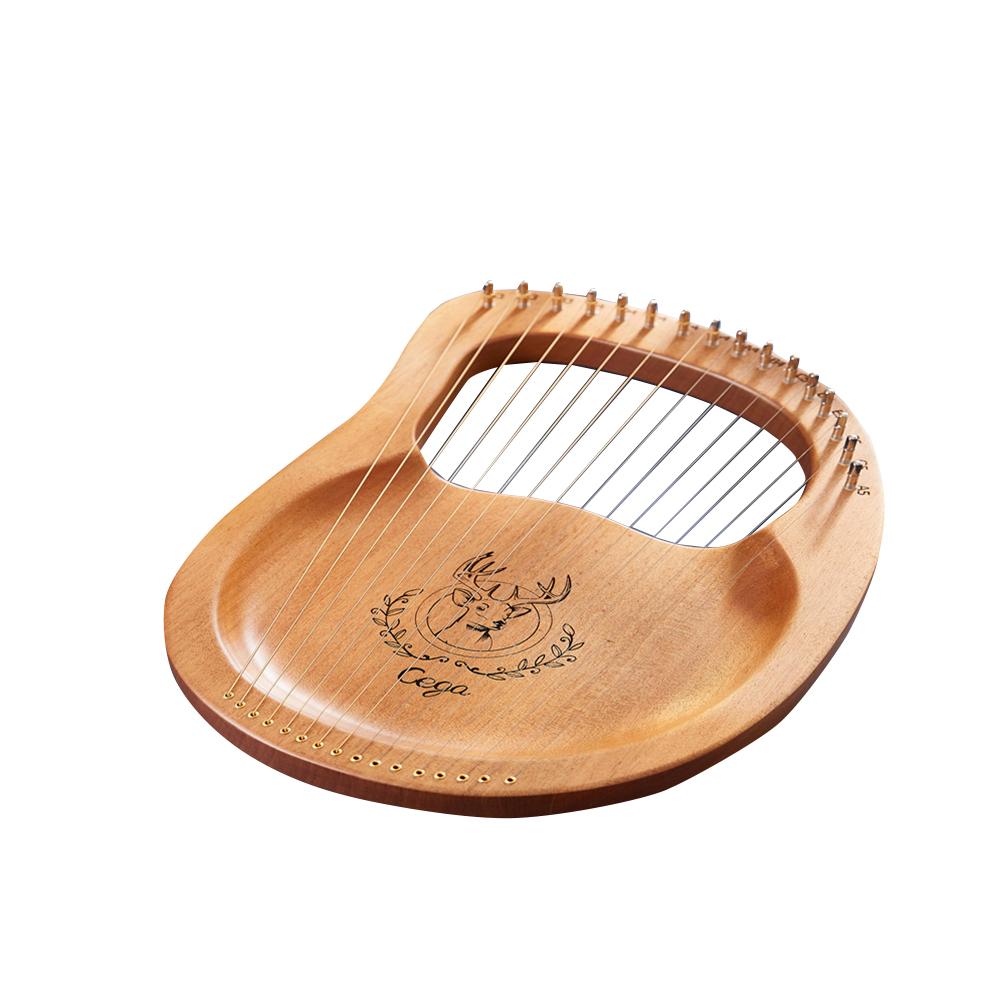 16-Tone Log Lyre Portable Musical Instrument Harp 16-Strings Solid Wood Veneer Lyre Stringed Instrument