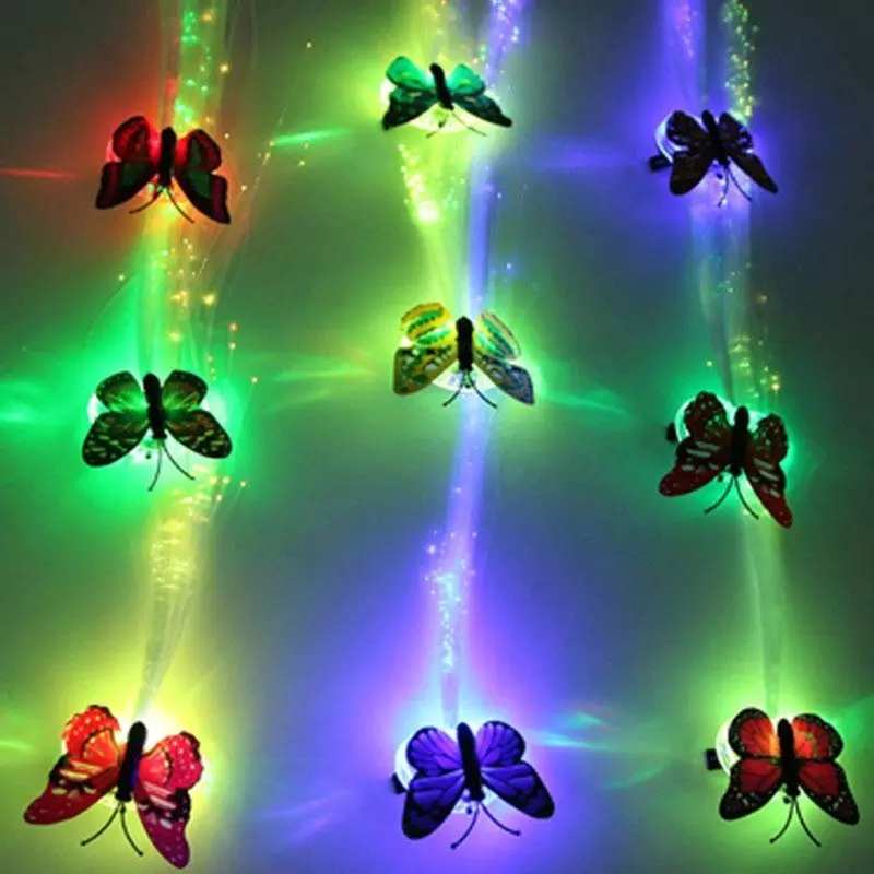 Frauen LED Haar Clips Schmetterling Leuchten Haar Geflecht Festival Haarnadeln Leuchtende Haarspangen Party Cosplay Blitz Haar Perücke Zubehör