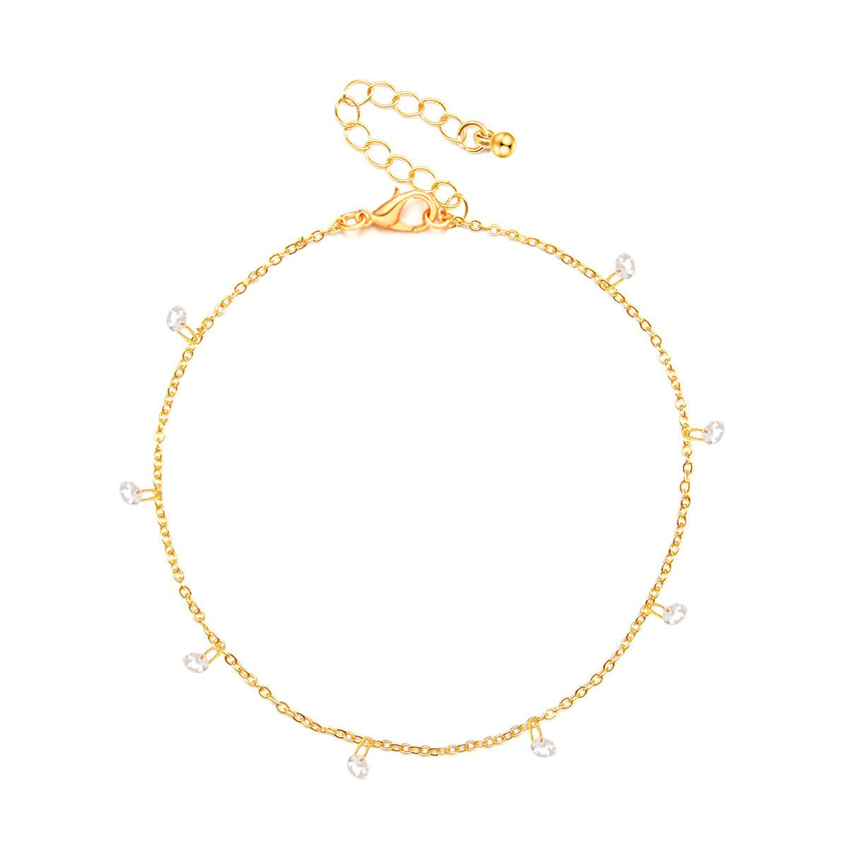 Semplice Catena In Metallo Cavigliera Spiaggia Donne Della Boemia di Modo di Cristallo Del Pendente Footchain Gioielli Cavigliera K232: gold