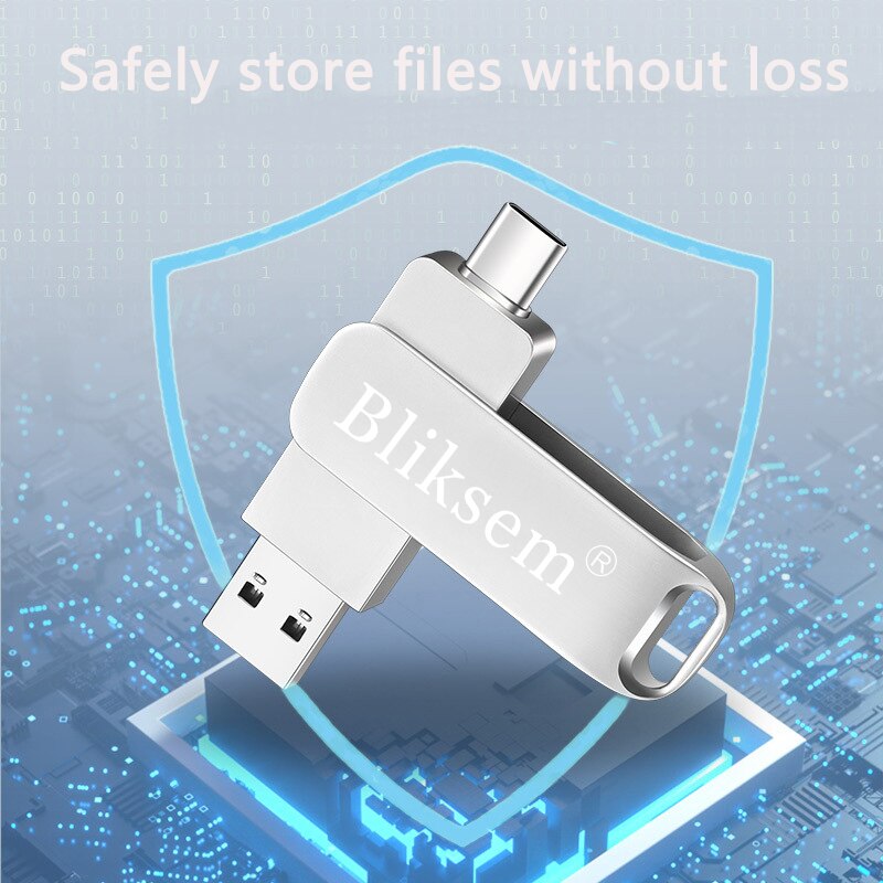 Bliksem Typ-C Blitz-Laufwerk otg 32GB 64GB Hochgeschwindigkeits-USB 2,0 für Computer-praktisch 3 in1 USB Metall Mini-Stock 32GB USB 64GB