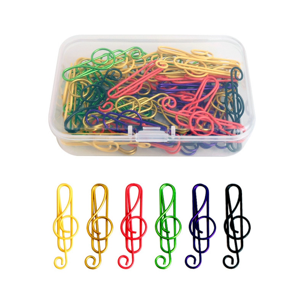 50/60pcs Paper Clips Durable Rustproof, Music Shape Paper Clips for Bookmark Office School Document Organizing Notebook Agenda