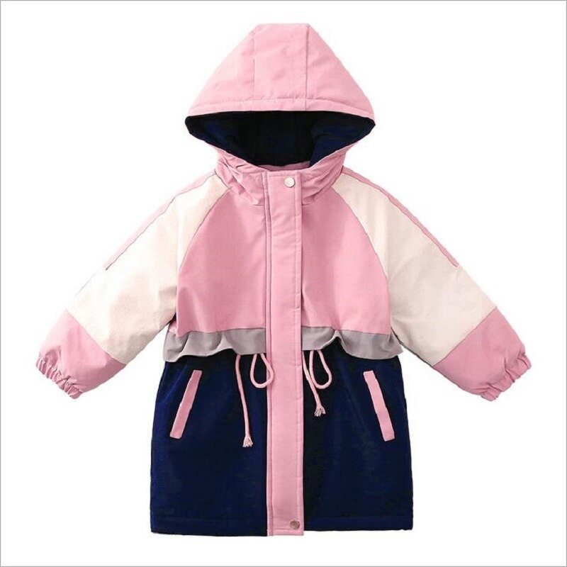 Winter Mädchen Mantel Plus Samt Verdicken Warme Windjacke Jacke Für freundlicher Outwear Lange Patchwork Farbe Jacke Für Mädchen 4-13Y