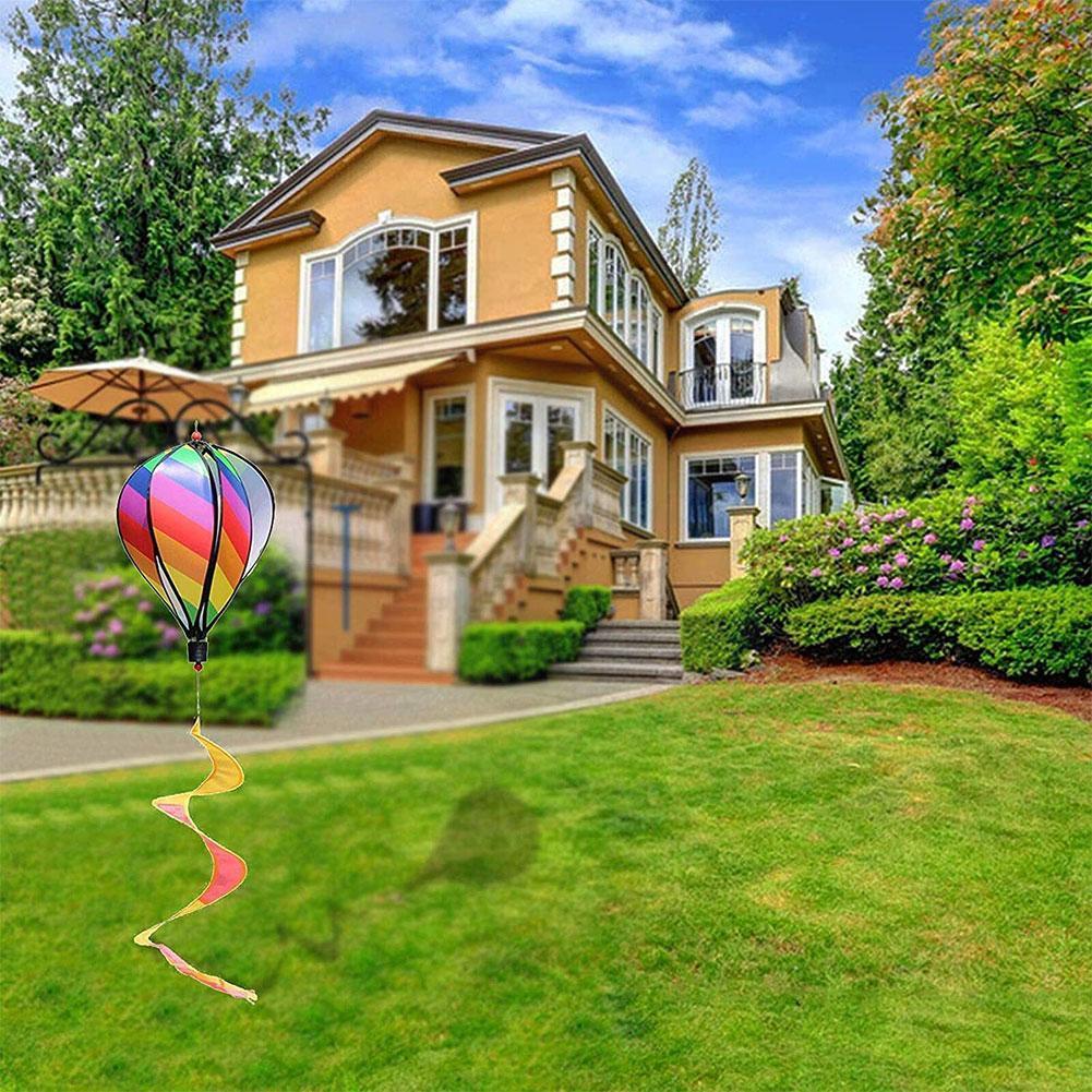Wind Spinner Wind Chimes Rotating Windmill Rainbow Air Stripe Decoration Windsock Balloon Garden Outdoor Q3h4