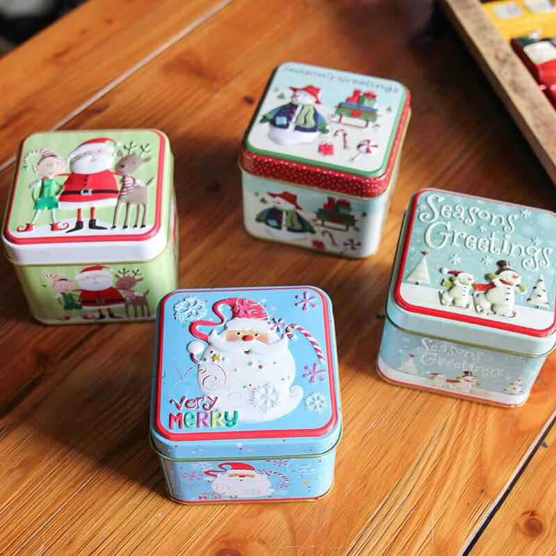 Christmas Tin Box Package Wedding Party Candy Baking Cookies Biscuit Case Container Christmas Decoration for Home