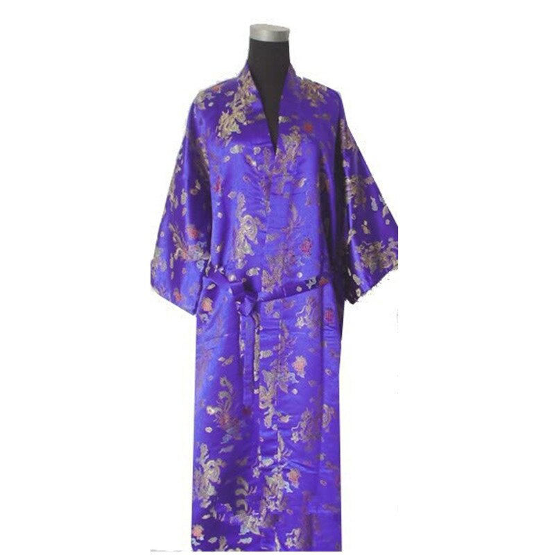 Sort kinesisk herre satin polyester morgenkåbe kimono badekjole drage størrelse sml xl xxl xxxl  m3 s 009
