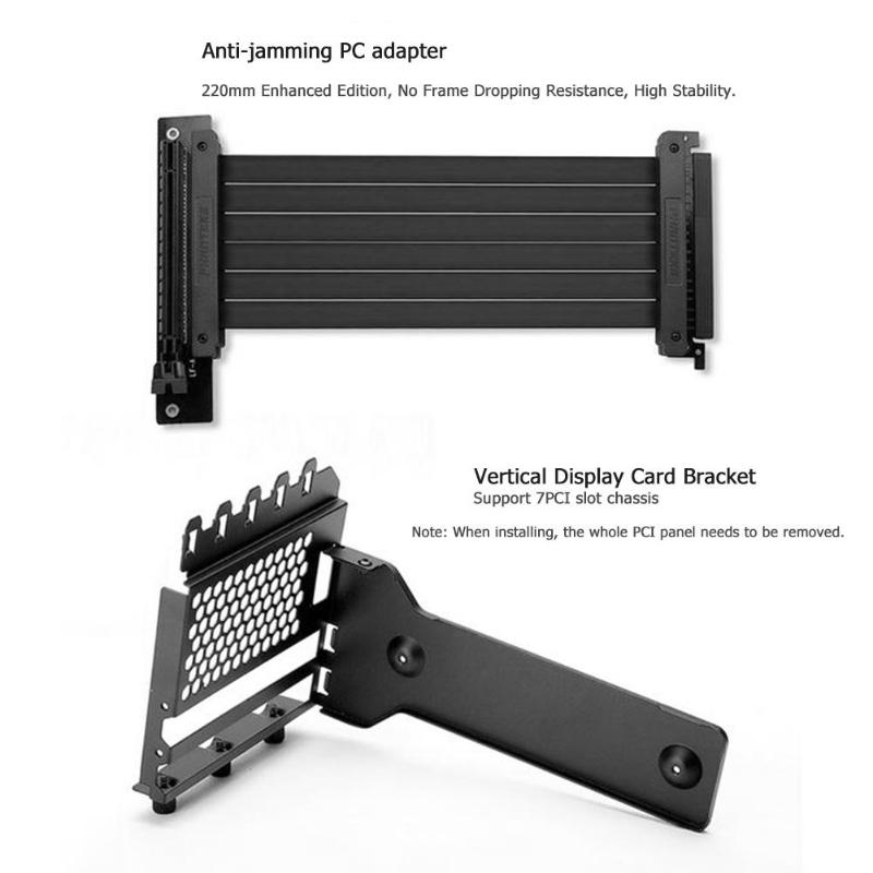 Graphics video Card Holder Stand Extension Bracket with PCIE riser extension cable for 7 PCI Desktop Case
