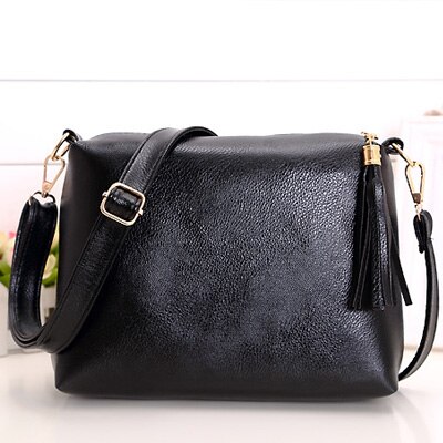 Bokinslon Schoudertassen Voor Vrouwen PU Lederen Vrouw Crossbody Tas Effen Kleur Kleine verse Vrouwen Populaire Tassen: Black