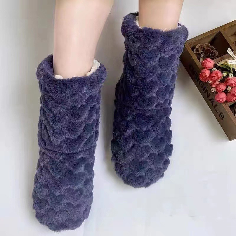 Thick Thermal Socks Men Women Winter Warm Home Soft Thickened Plus Velvet Sleeping Anti Slip Floor Slipper Sock For Christmas: M / Blue