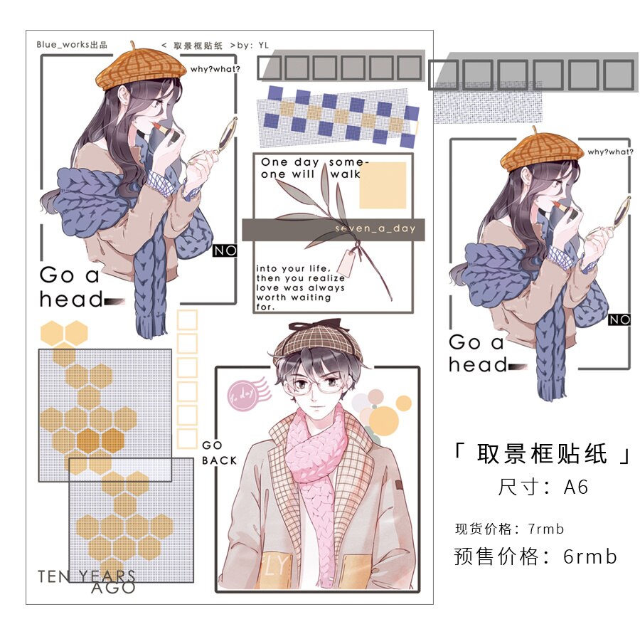 Sticker Sticker Blauw Werkt Zoeker/Warm Als 1 Kopie 1 A6 Sticker Jongen Meisje: 1 Viewfinder