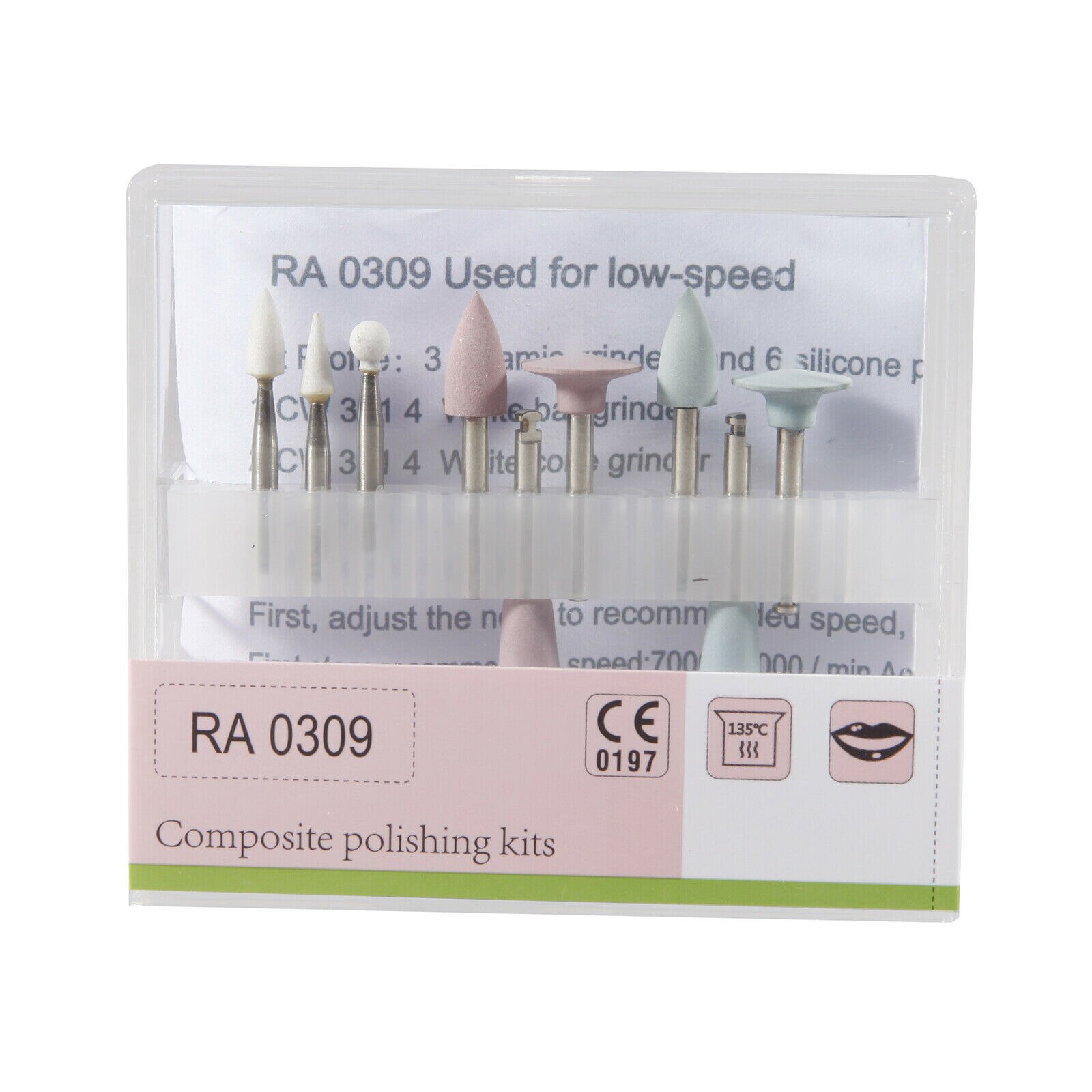 Dental Lab Marathon Electric Micromotor Low Speed Contra Angle Straight Handpiece 2.35mm Burs Drills Polishing Kits: RA0309