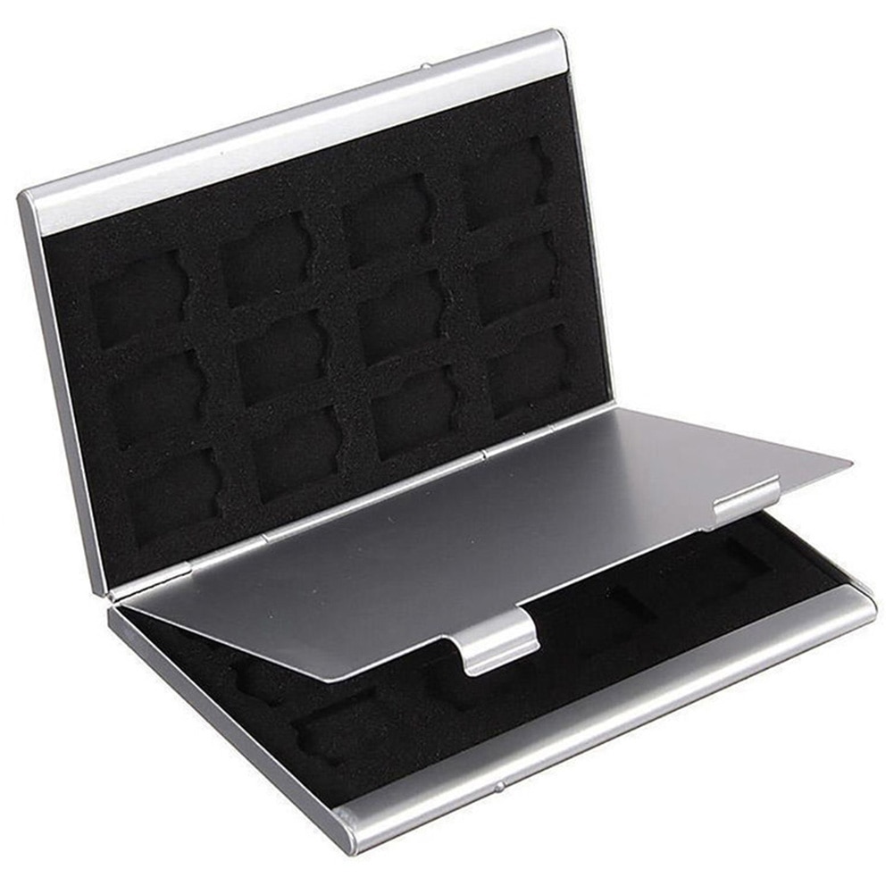Organiseur de cartes, sac en aluminium à Double couche, boîte de rangement Portable de Protection contre les chocs à la étuis de carte mémoire
