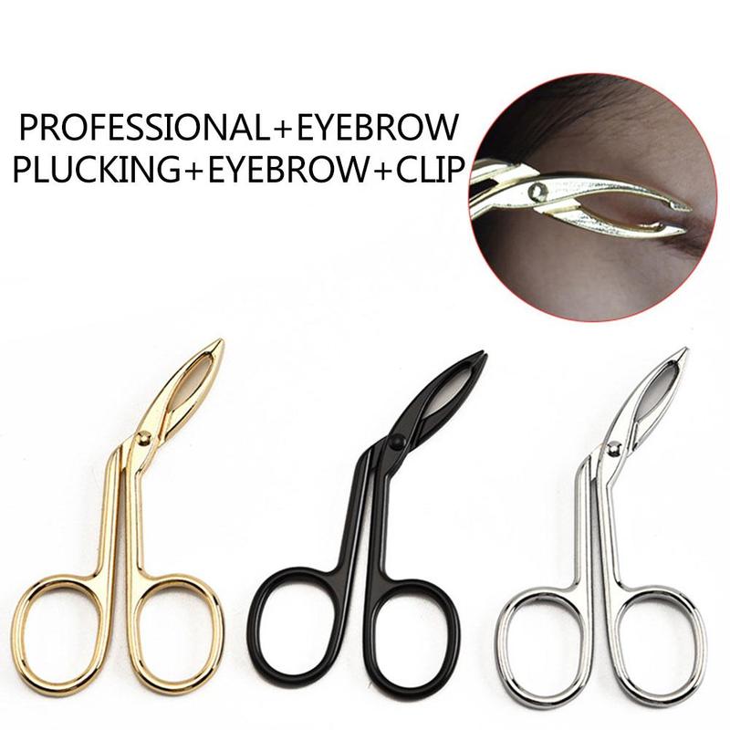 Rvs Professionele Elleboog Wenkbrauw Tang Clip Schaar Pincet Straight Puntige Wenkbrauw Epileren Makeup Beauty Tools