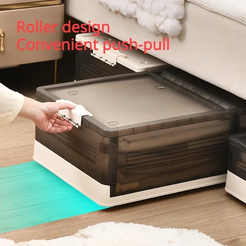 Storage Organizer Underbed Storage Box for Household Use with Wheels ,Flat Organizing Box,Foldable Bed Tail Clothing Storage Box