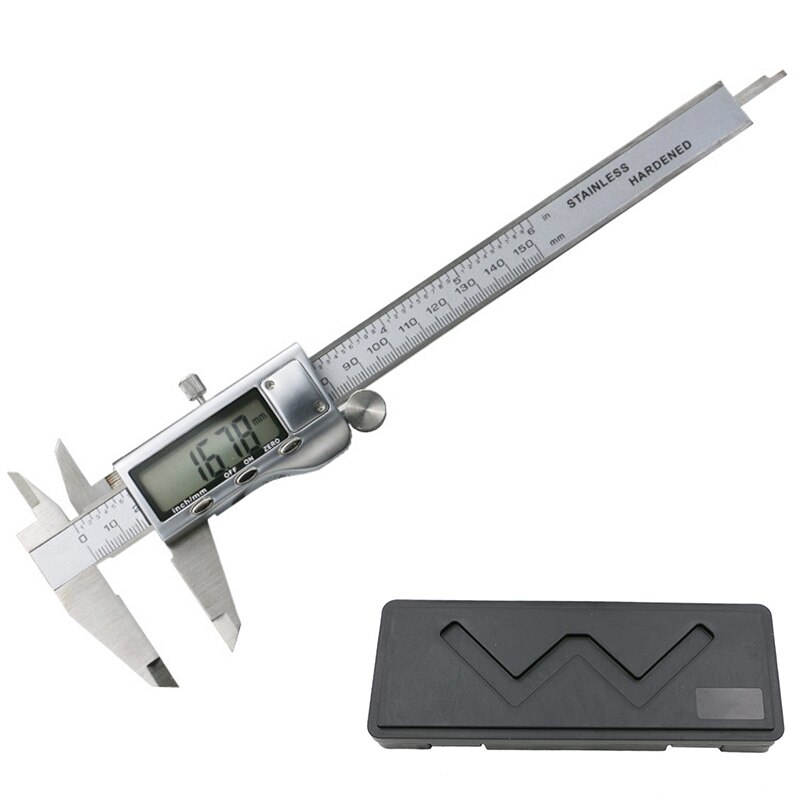 Stainless Steel Digital Display Caliper 150mm Accuracy 0.01 mm Fraction/MM/in High Precision Stainless Steel LCD Vernier Caliper: 0-150 mm Caliper Box