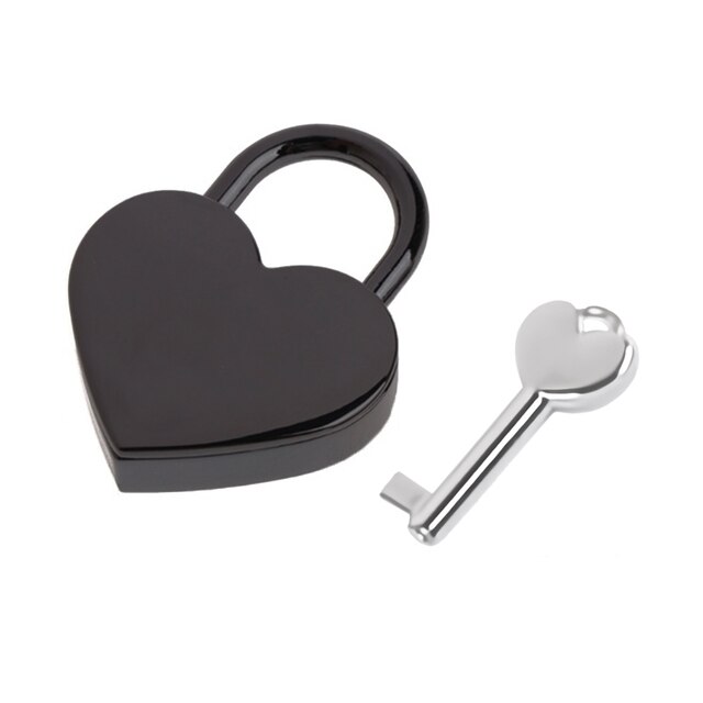 Antieke Stijl Hartvorm Hangslot Vintage Lock Roze Romantische Mooie Dagboek Hangsloten Sleutel Slot Met Sleutel: Black