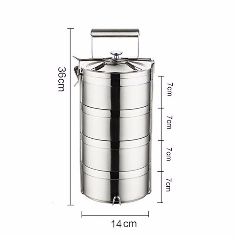 Japanese Thermal Lunch Box For Kids Adult Portable Food Container Kitchen Leakproof 304 Stainless Steel Bento Box: four layer