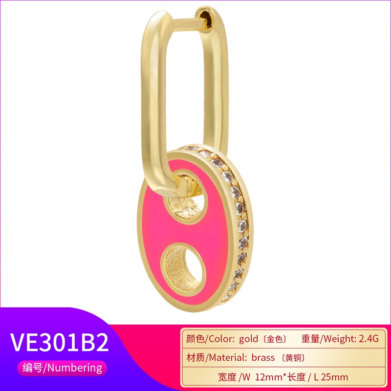 Hecheng, 1pc ,cz colorido buraco gota brinco, atacado, para mulher neon fluorescente jóias