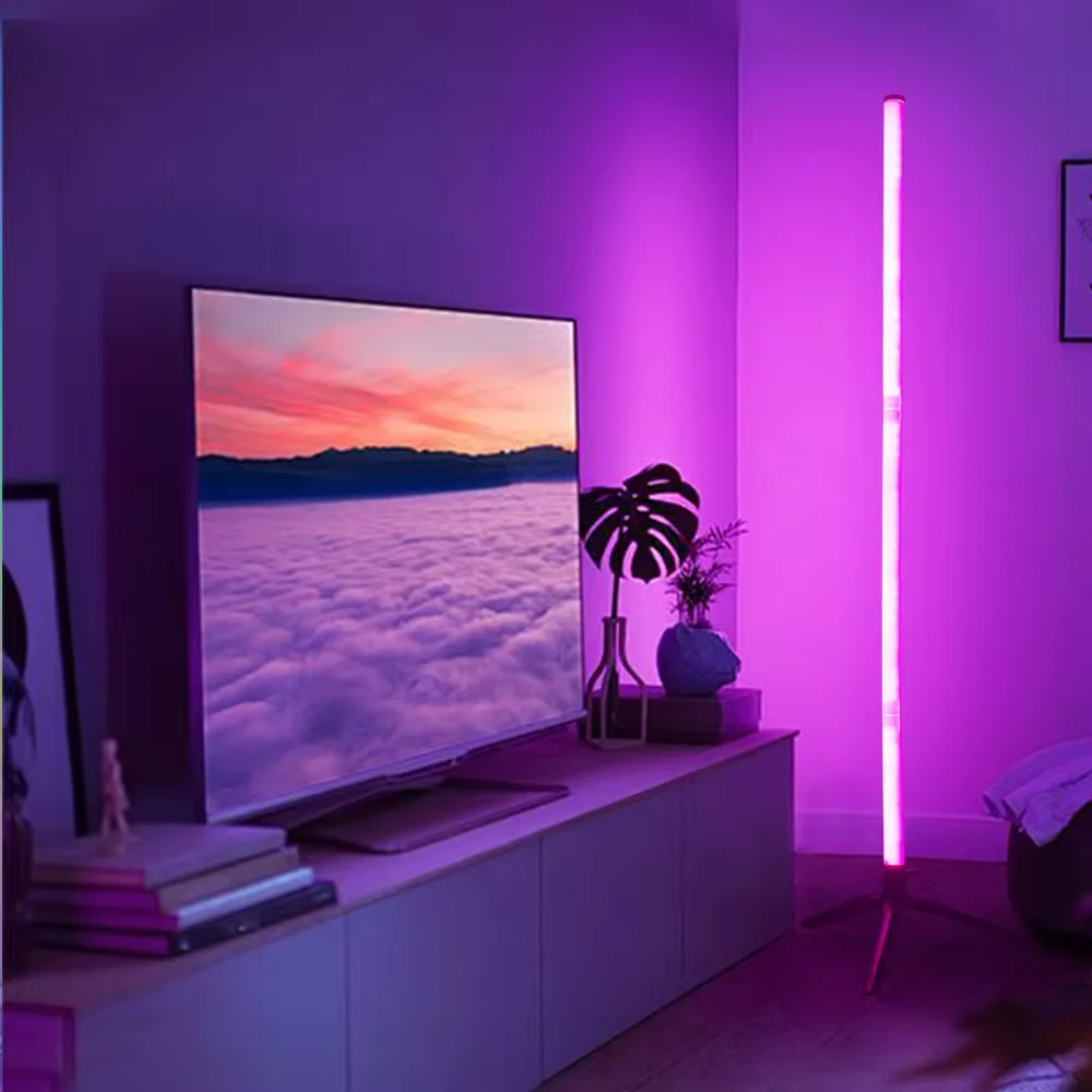 1pc rgb gulvlamper rgb hjørnegulvlampe soveværelse stemningsbelysning skandinavisk stil farveskiftende dæmpbar blød belysning led