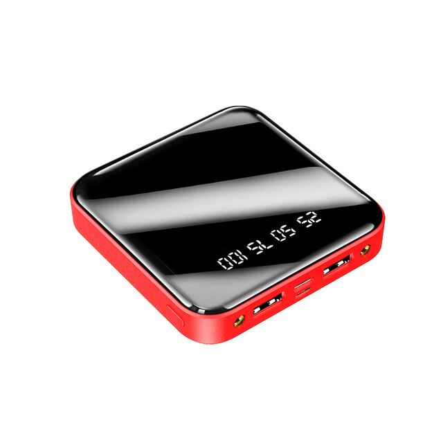 Power Bank 20000mAh Mini Poverbank Mirror Screen przenośna ładowarka z lampą LED zewnętrzna bateria do iPhone 11 Xiaomi Powerbank: Red 1