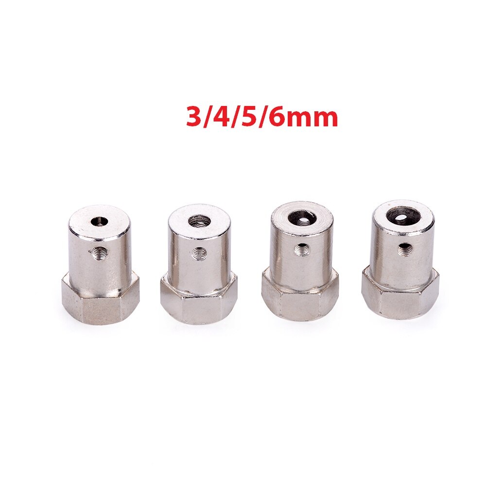 6PCS Shaft Couplings 3/4/5/6mm Electroplated Hexagon Coupling for connect motor shafts and hexagonal wheels