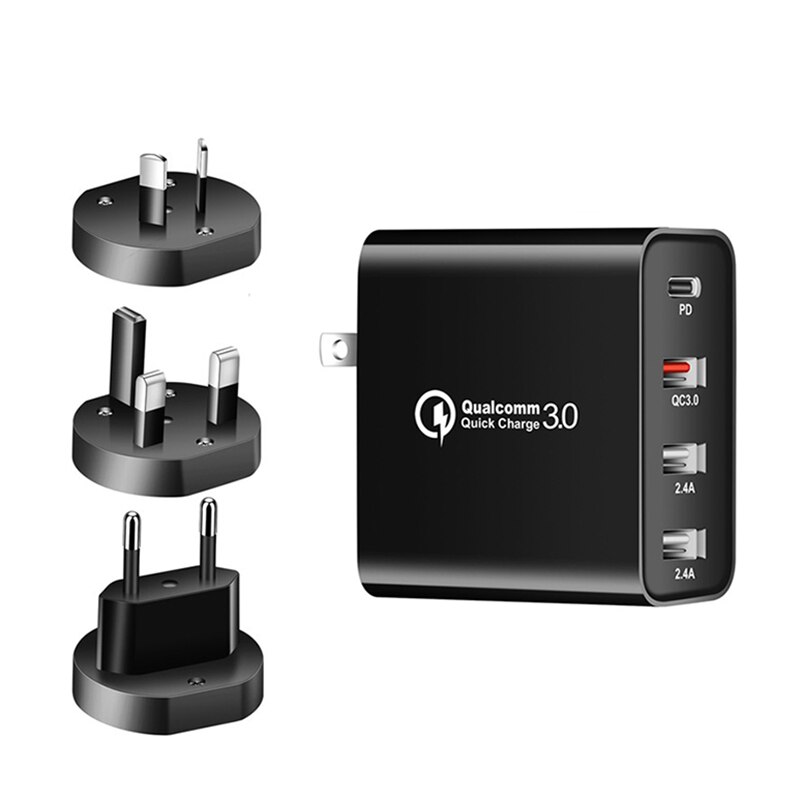 48W Schnell Ladegerät Typ C USB PD Ladegerät Für iPhone 11 Pro Max XS MacBook Handy Typ-C zu USB-C EU UNS UK Stecker Adapter Wand: EU UK AU Plug Black