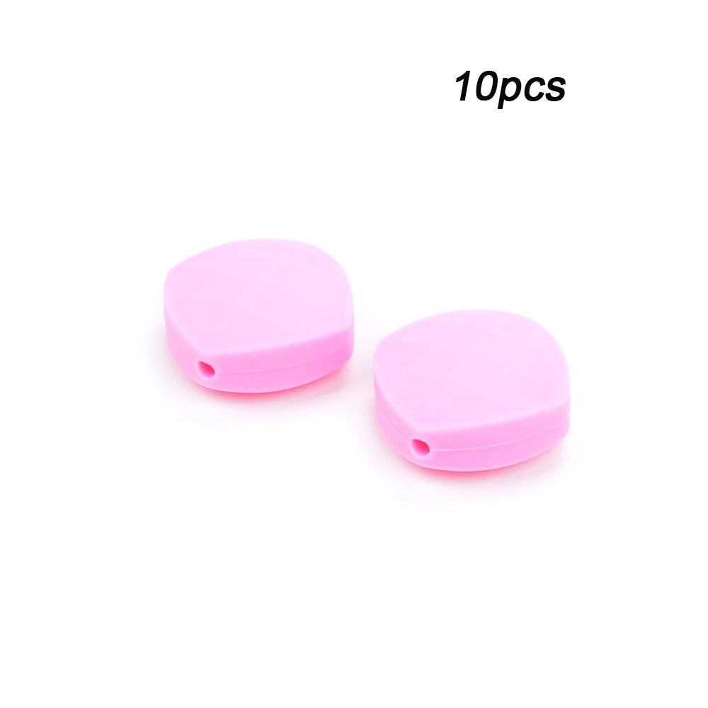 LOFCA 10 stücke Quadrate Silikon Zahnen Perlen Für Lange Silikon Halskette BPA FREI Food Grade Sicher Silikon Perlen Zahnen Spielzeug: Pink