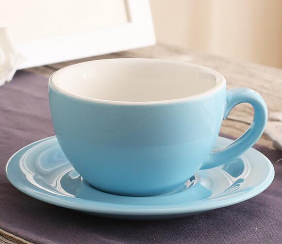 200ml Bunte Dicke Körper Neue Knochen China Cappuccino Tasse und Untertassen Keramik Kaffee Tasse Untertasse Latte Tasse Getränk: Bule