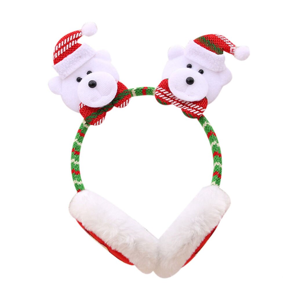 Christmas Luminous Earmuffs Cute Cartoon Ear Warmers Winter Xmas Headband Headwear Adult Children Christmas Ornaments: Bear
