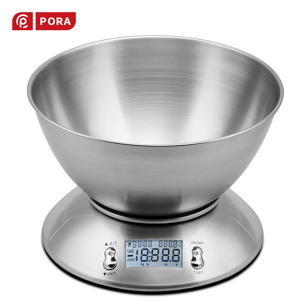 Digital Kitchen Scale Stainless Steel Electronic Balance,with Removable Bowl,High Accuracy 11lb/5kg Multifunction Food Scale: Default Title