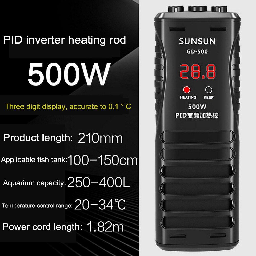 50-1000w akvarie ptc varmelegeme strømafbrydelsesbeskyttelse ptc type inverter varmelegeme justerbar temperatur fuldt nedsænket varmelegeme: 500w