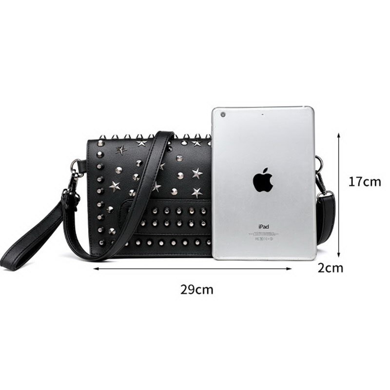 Diinovivo punk kvelden clutch vesker kvinner rivet star skulderveske kvinnelige klassiske crossbody vesker veske og veske dame whdv 1393