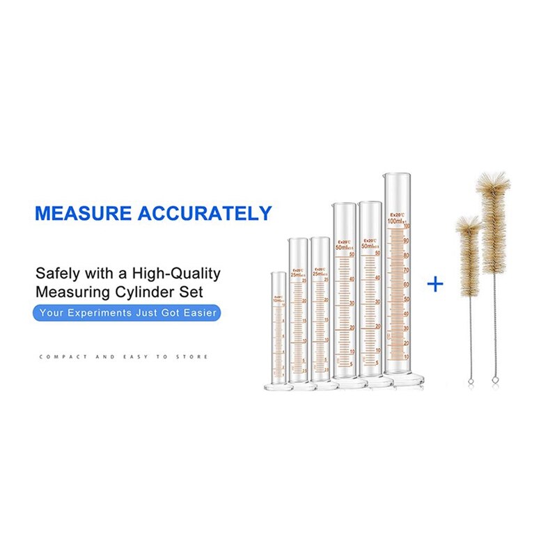 -Thick Glass Graduated Measuring Cylinder Set Glass With Two Brushes