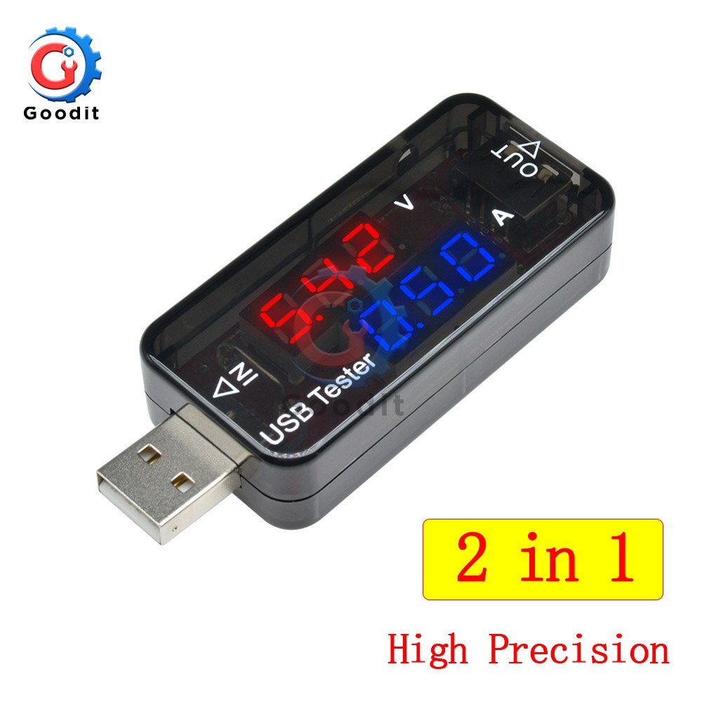 Led Digitale Dual Usb-poort Stroom Spanning Opladen Test Detector Tester Batterij Arts Meter Monitor Voltmeter Amperemeter Charger: 2 in 1 HP