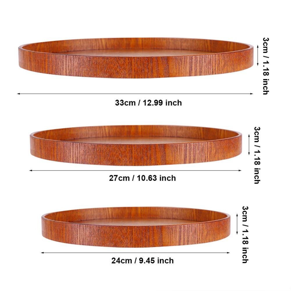Plateau de service rond en bois naturel | Plateau en bois, thé serveur d'aliments, plats plateau de boisson d'eau, outils de cuisine