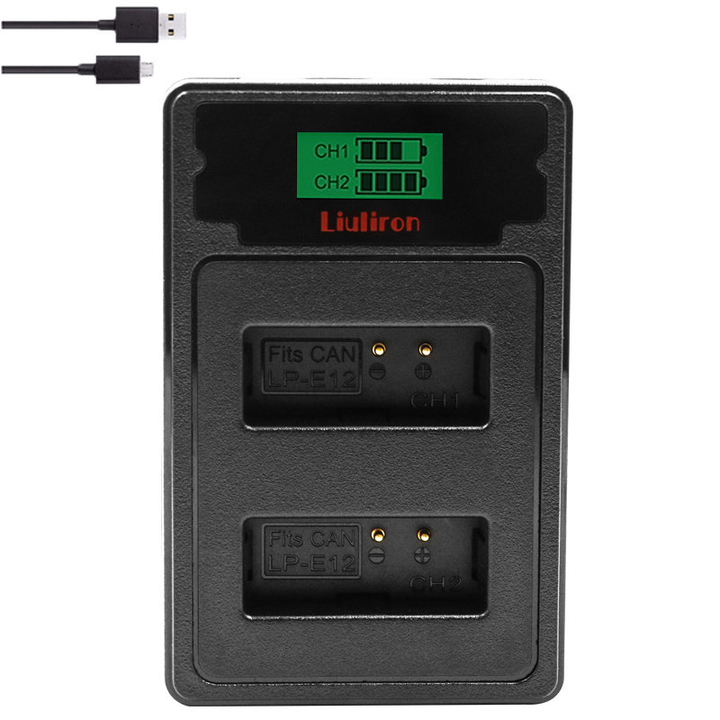 Batería de iones de litio para cámara Canon EOS M50, EOS M100,100D Kiss X7 Rebel SL1, 2100mAh, LP-E12 LP E12 LPE12, cargador Dual USB LCD, 4 Uds.: charger