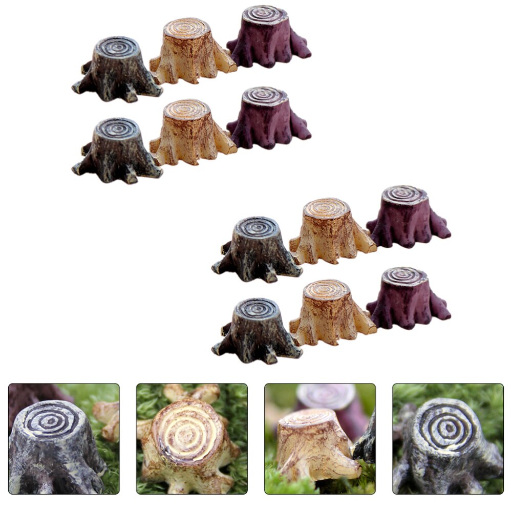 12 pièces artificielle Mini racine souche résine arbre souche décoration (couleur aléatoire)