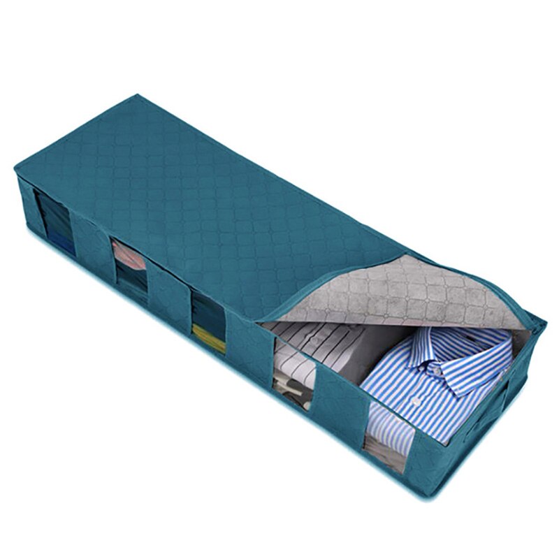 2Pcs Under Bed Clothes Item Storage Dustproof Storage Bag Container Clothes Organizer Foldable 5 Sections & Clear Window