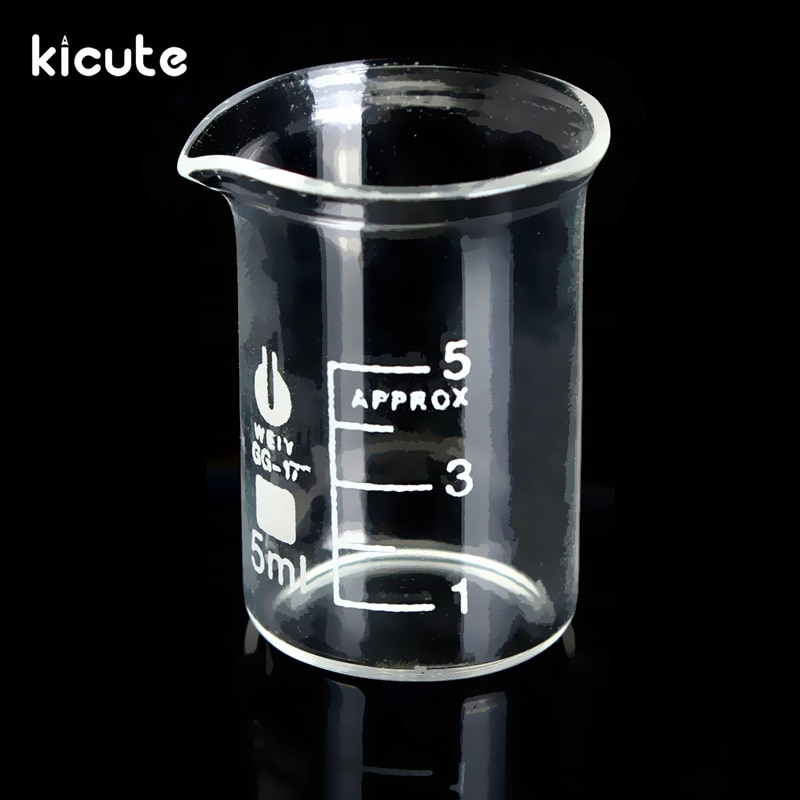 Kicute 1pc 5ml kemi laboratoriebägare borosilikatglasbägare transparent labbmaterial skolmaterial