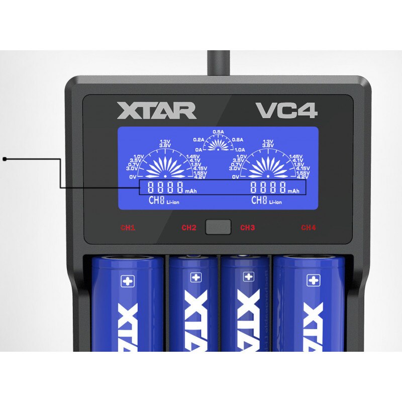 Xtar Mcvcvp124 Vc4 Universal Charger With Lcd For Li-Ion Battery