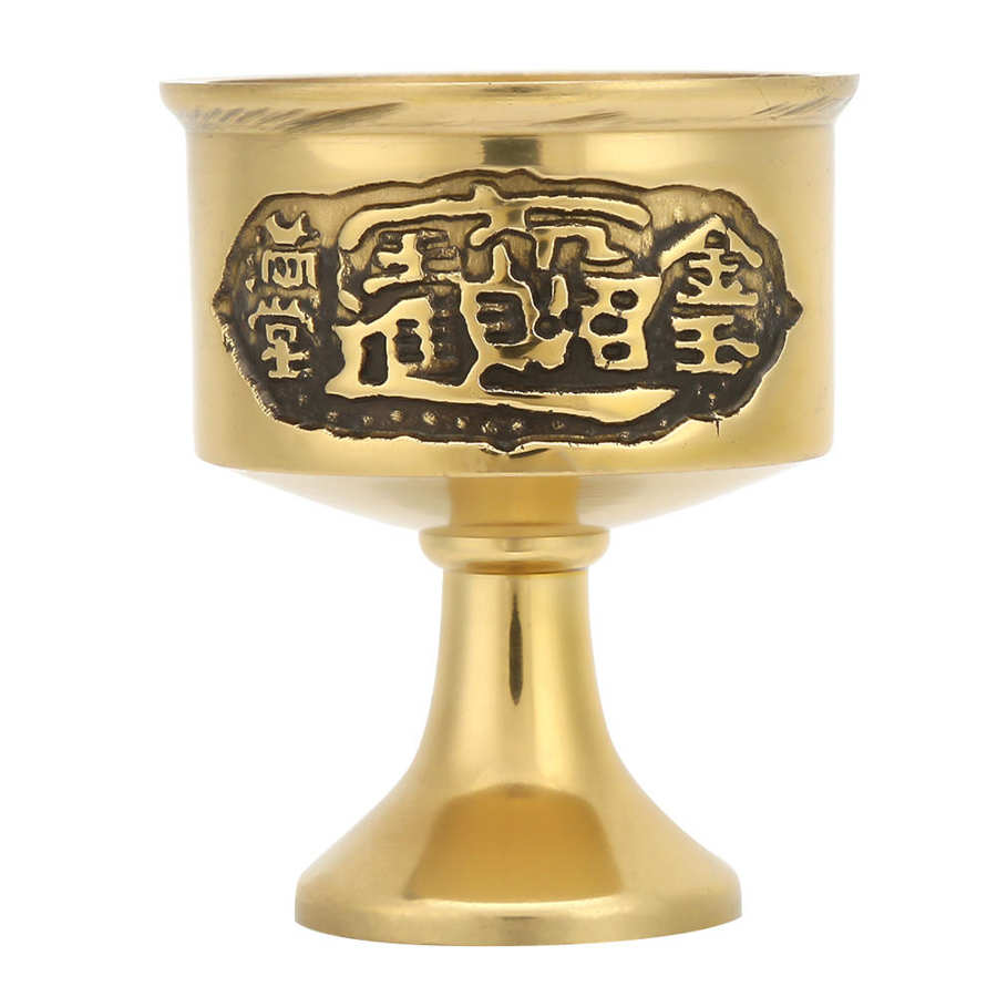 Buddhistisk ren messing tilbyder vand vin te skål kop ritual tempel